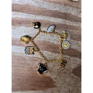 Danbury Mint NFL Pittsburgh Steelers Gold Charm Bracelet 7"
